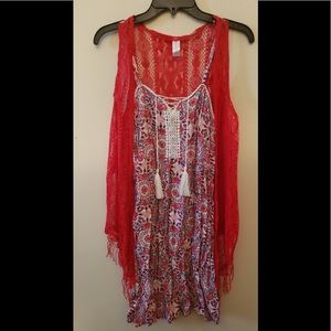 2 piece  sundress with crochet cardigan